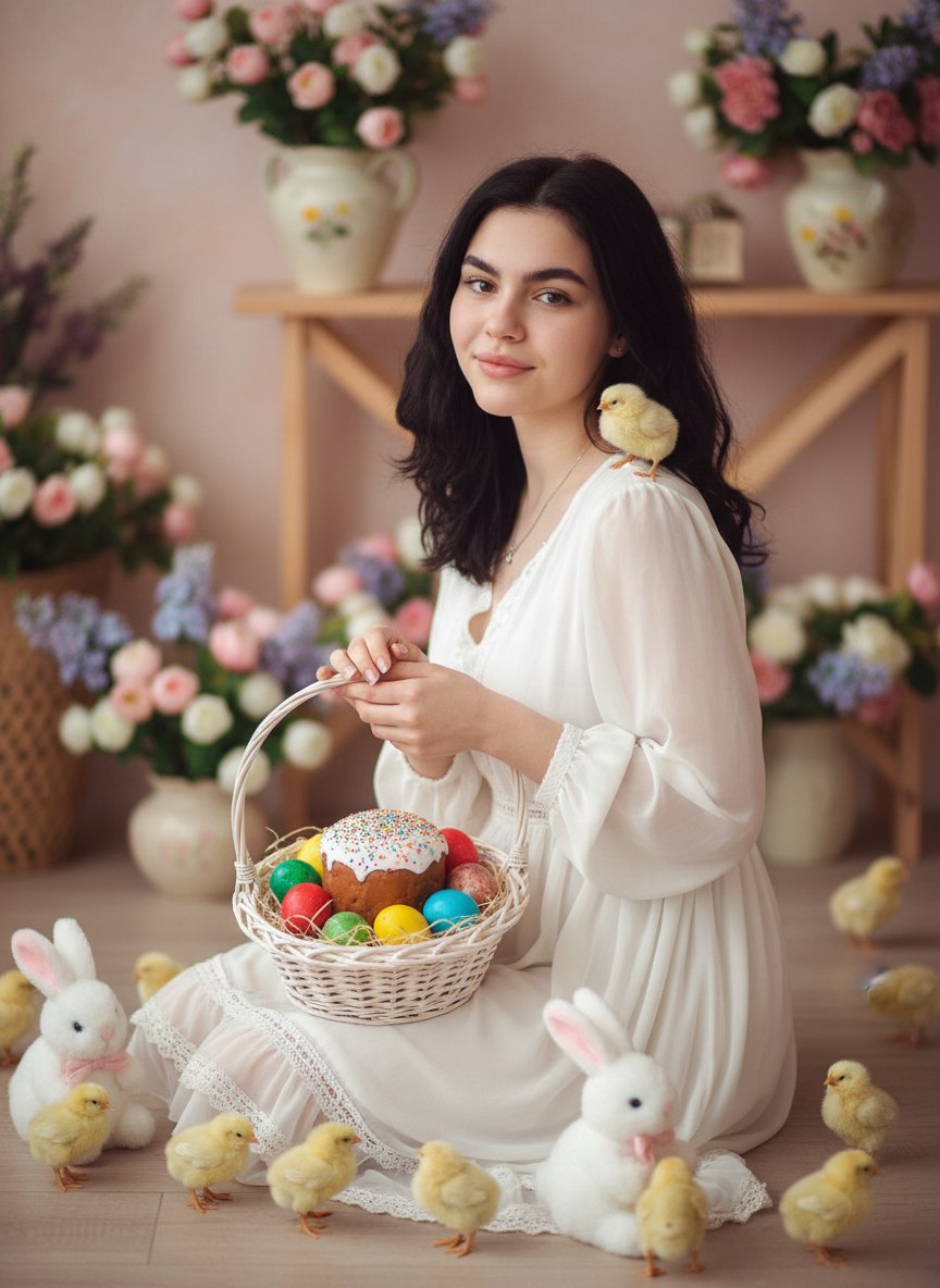 Пасхальная фотосессия в стиле нейросети — пример результата