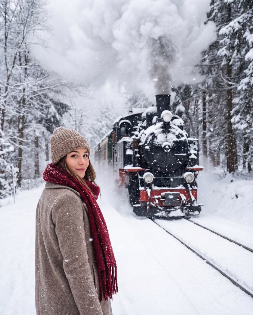 Фотосессия в стиле железной дороги с нейросетью — пример результата
