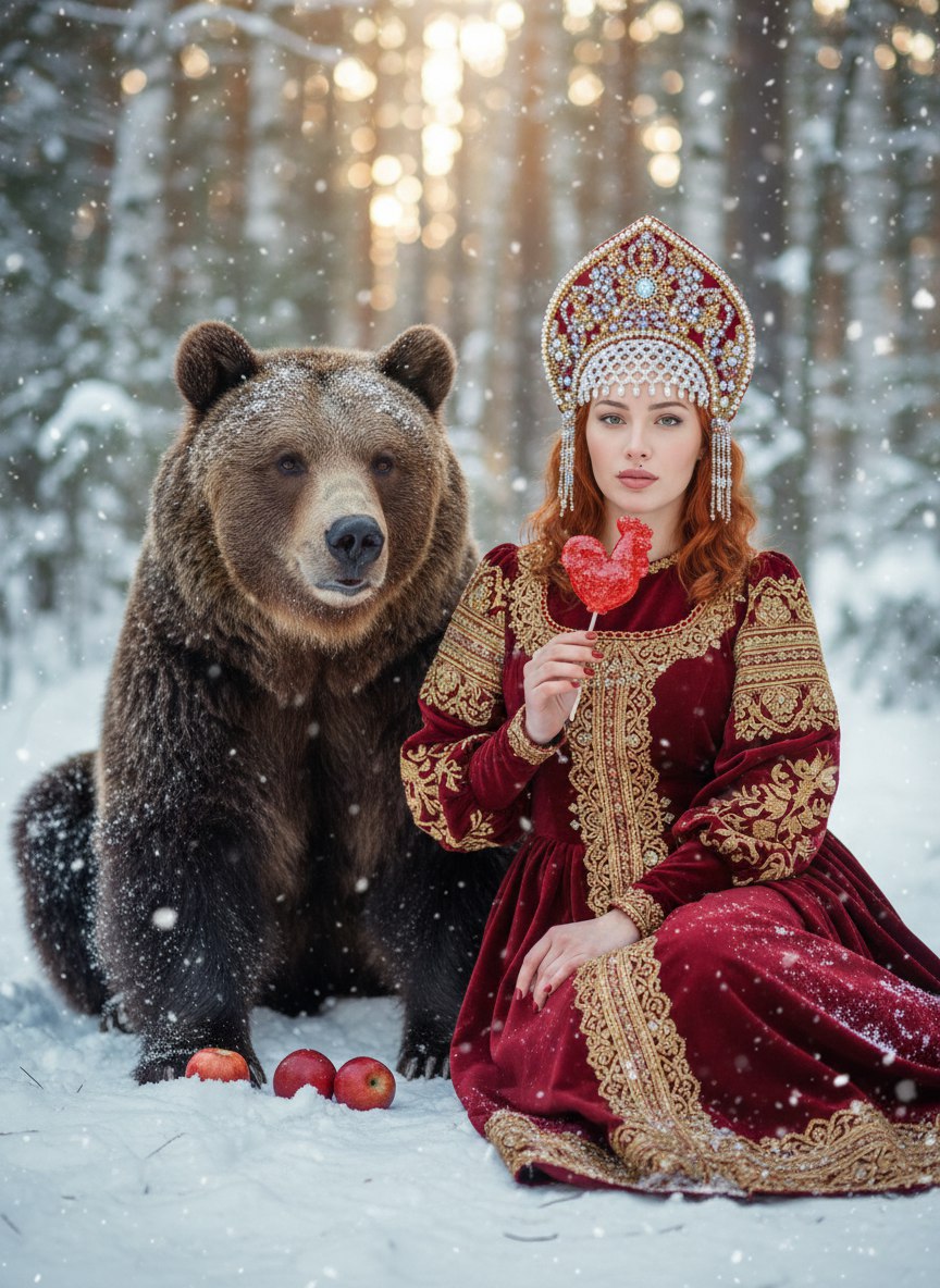 Фотосессия в стиле русской сказки с нейросетью — пример результата
