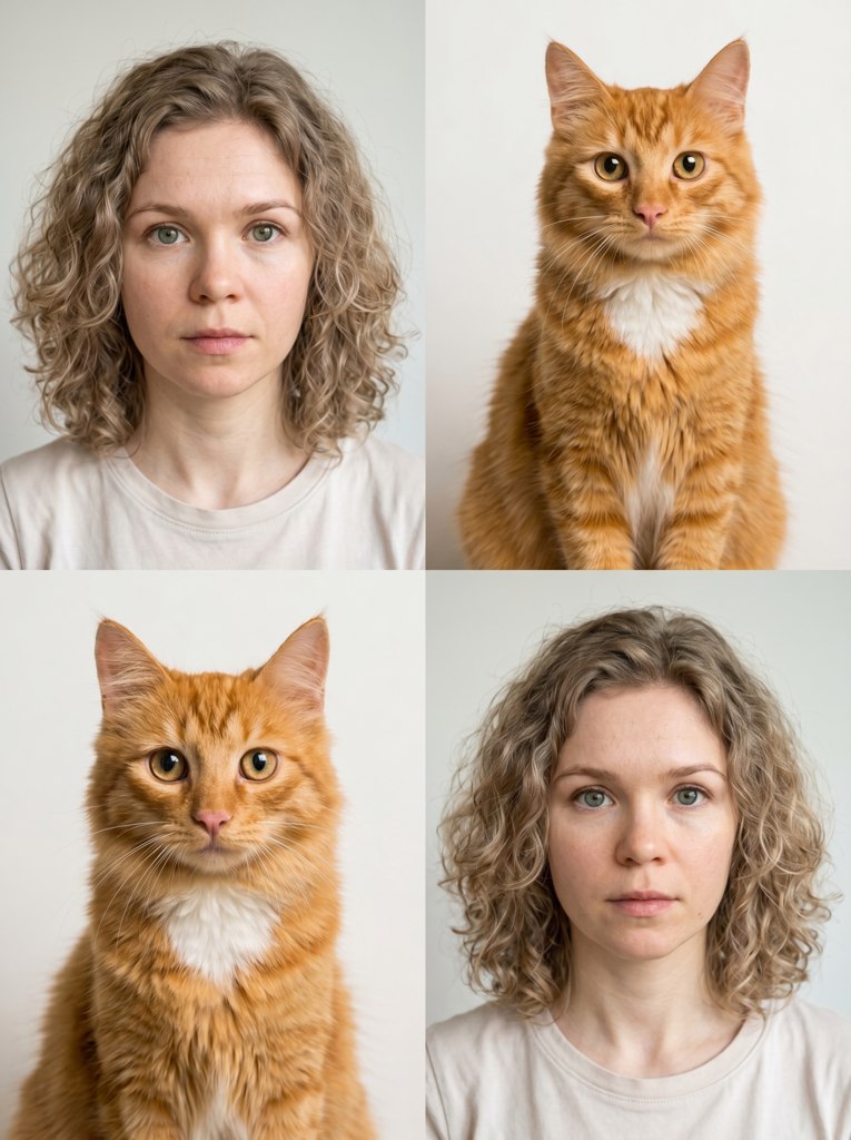 Коллаж с животными онлайн — создайте фотоколлаж с питомцем с помощью нейросети — пример результата