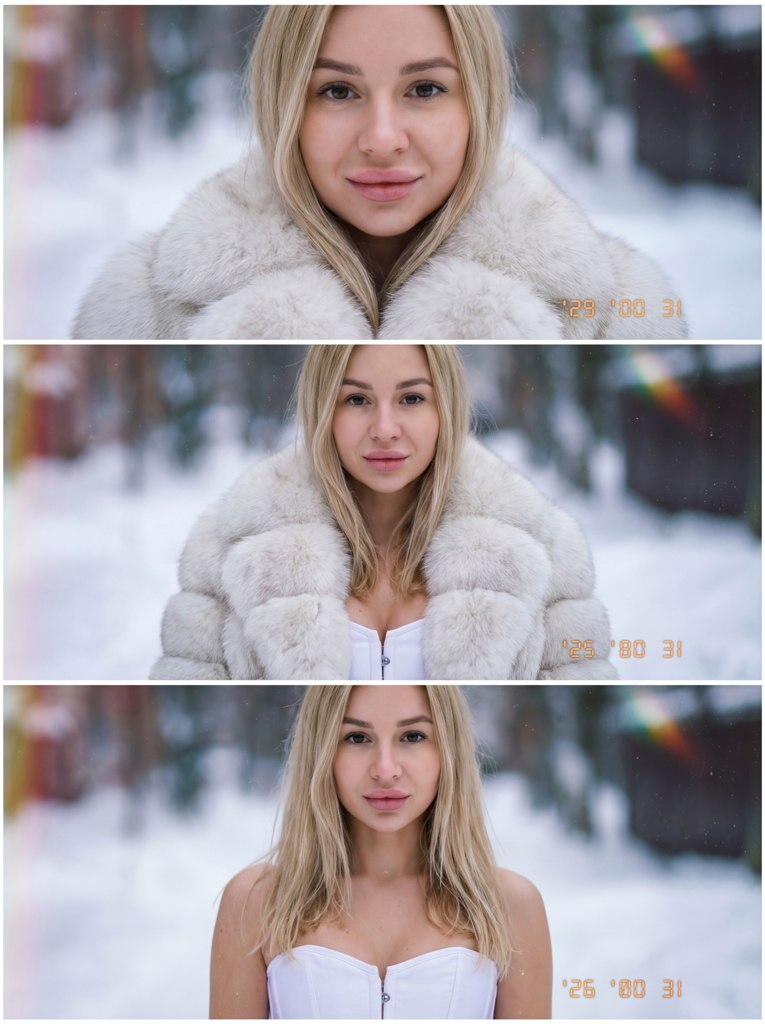 Фотосессия в стиле 2000х: шуба и корсет на снегу с нейросетью — пример результата
