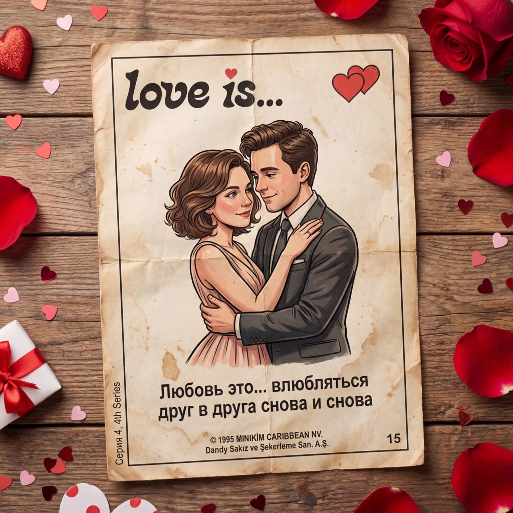 Love Is — Создать фото и открытку в стиле жвачки онлайн — пример результата