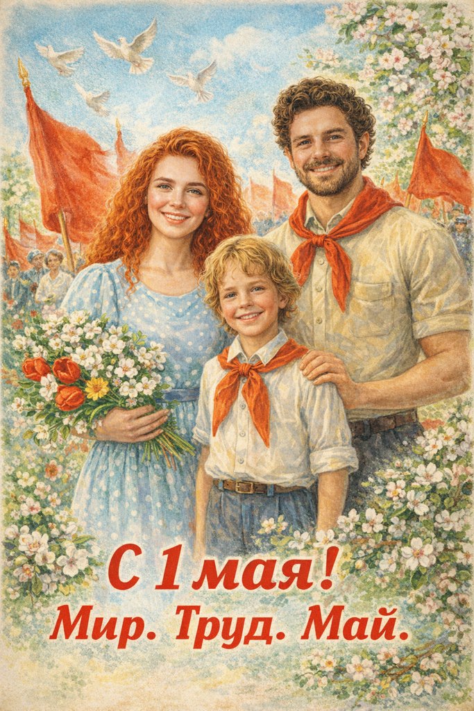 Плакат на 1 мая — создание онлайн с помощью нейросети — пример результата